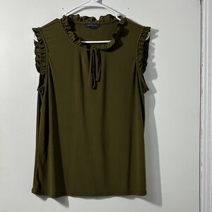 Tommy Hilfiger Dark Green Ruffle Sleeve Blouse